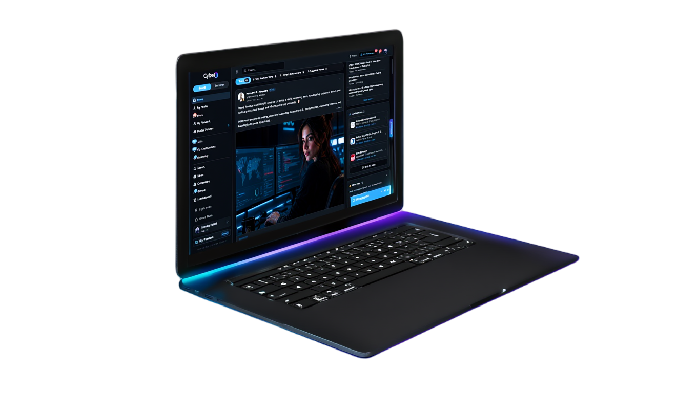 Cyberr platform shown on a laptop