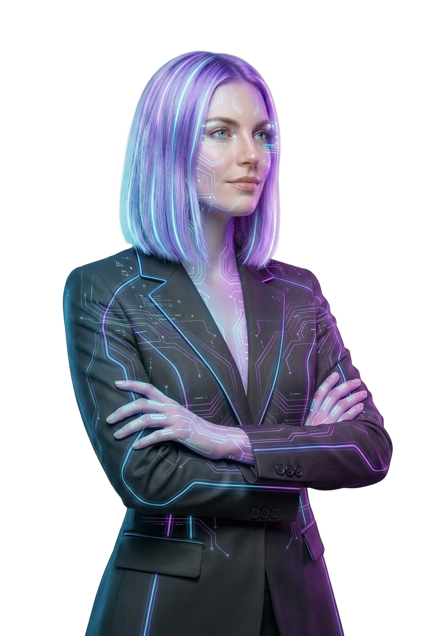 Cybersecurity professional portrait — cyberpunk avatar